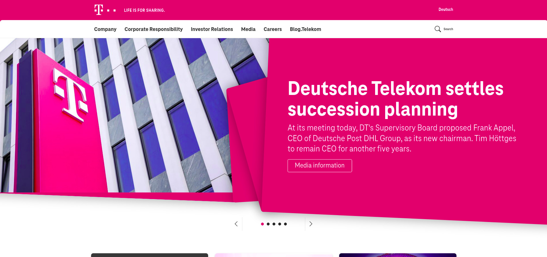 Interface web Deutsche Telekom