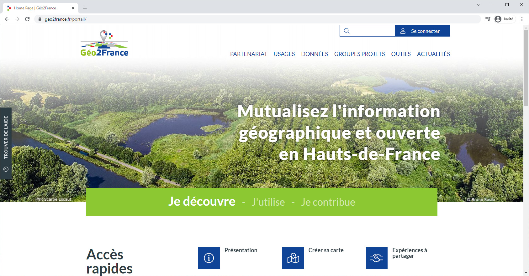 Interface web Région Haut de France (France)