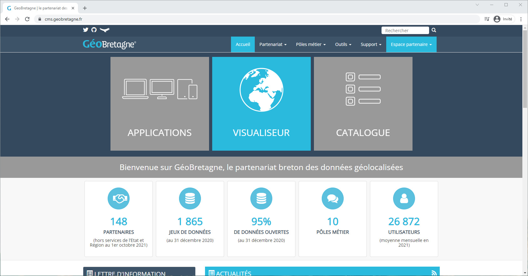 Interface web Région Bretagne (France)