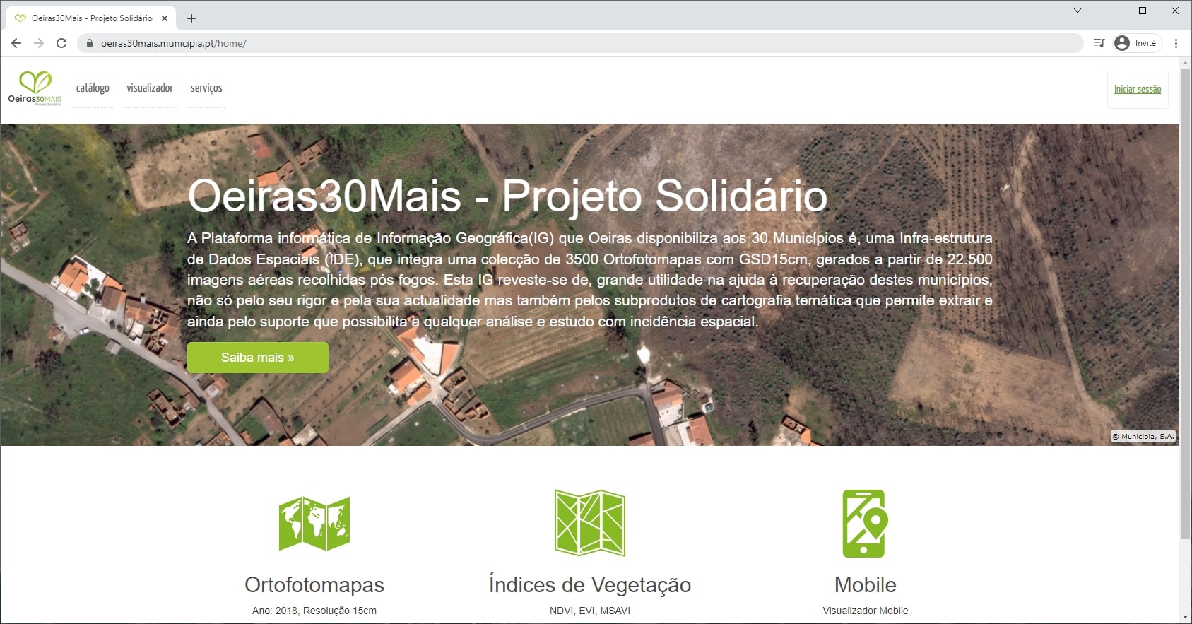 Interface web Município de Oeiras (Portugal)