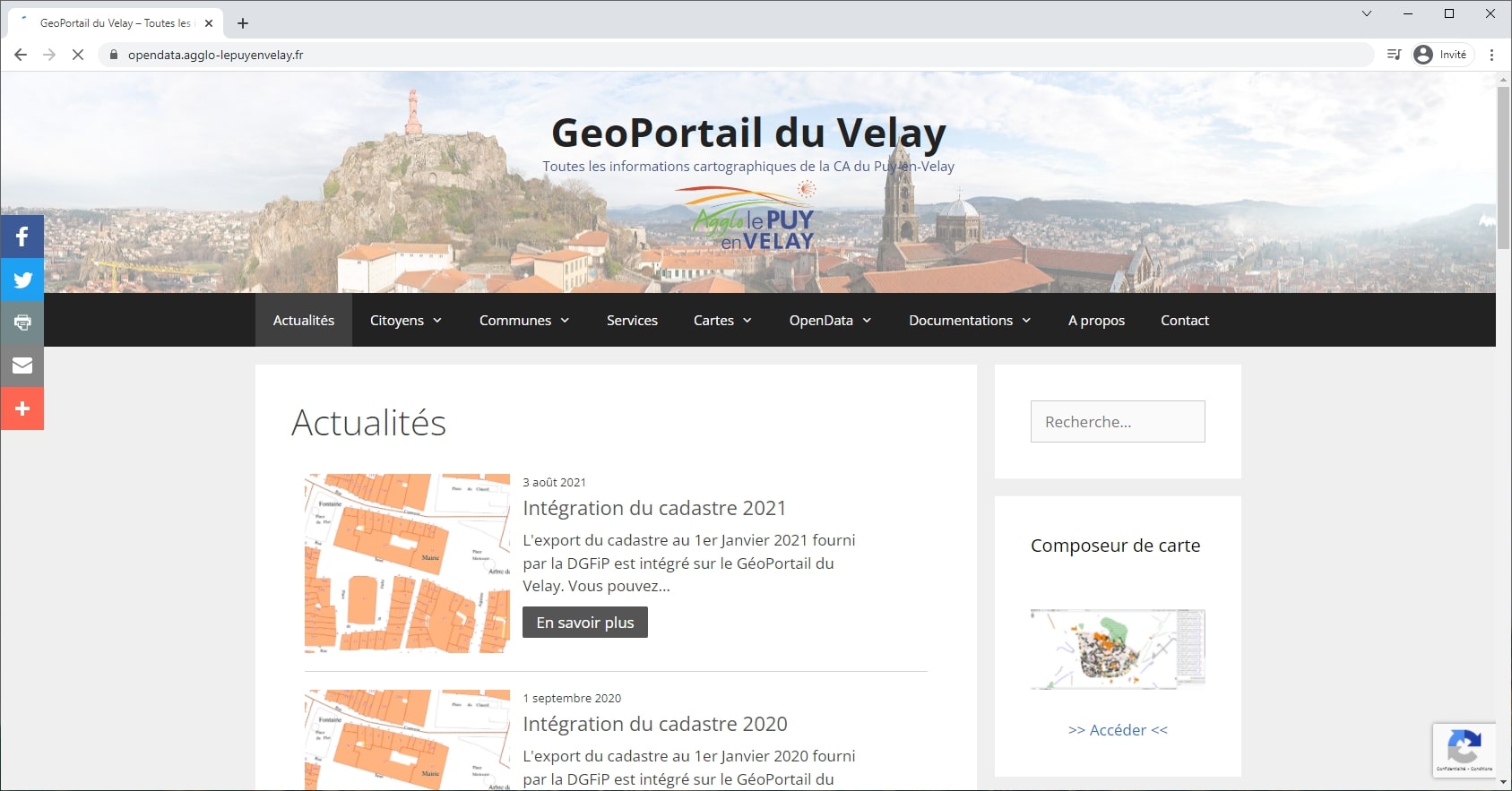 Interface web Communauté d'Agglomération du Puy-en-Velay (France)
