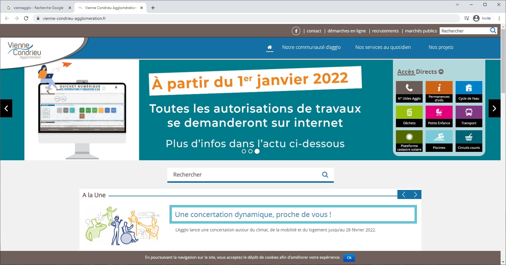Interface web Vienne Condrieu Agglomération (Francia)