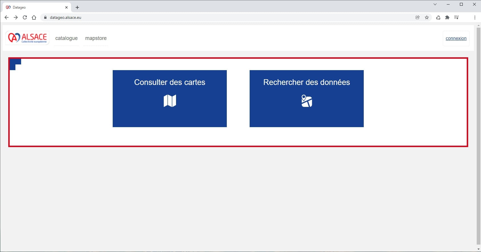 Interface web Collectivité européenne d'Alsace