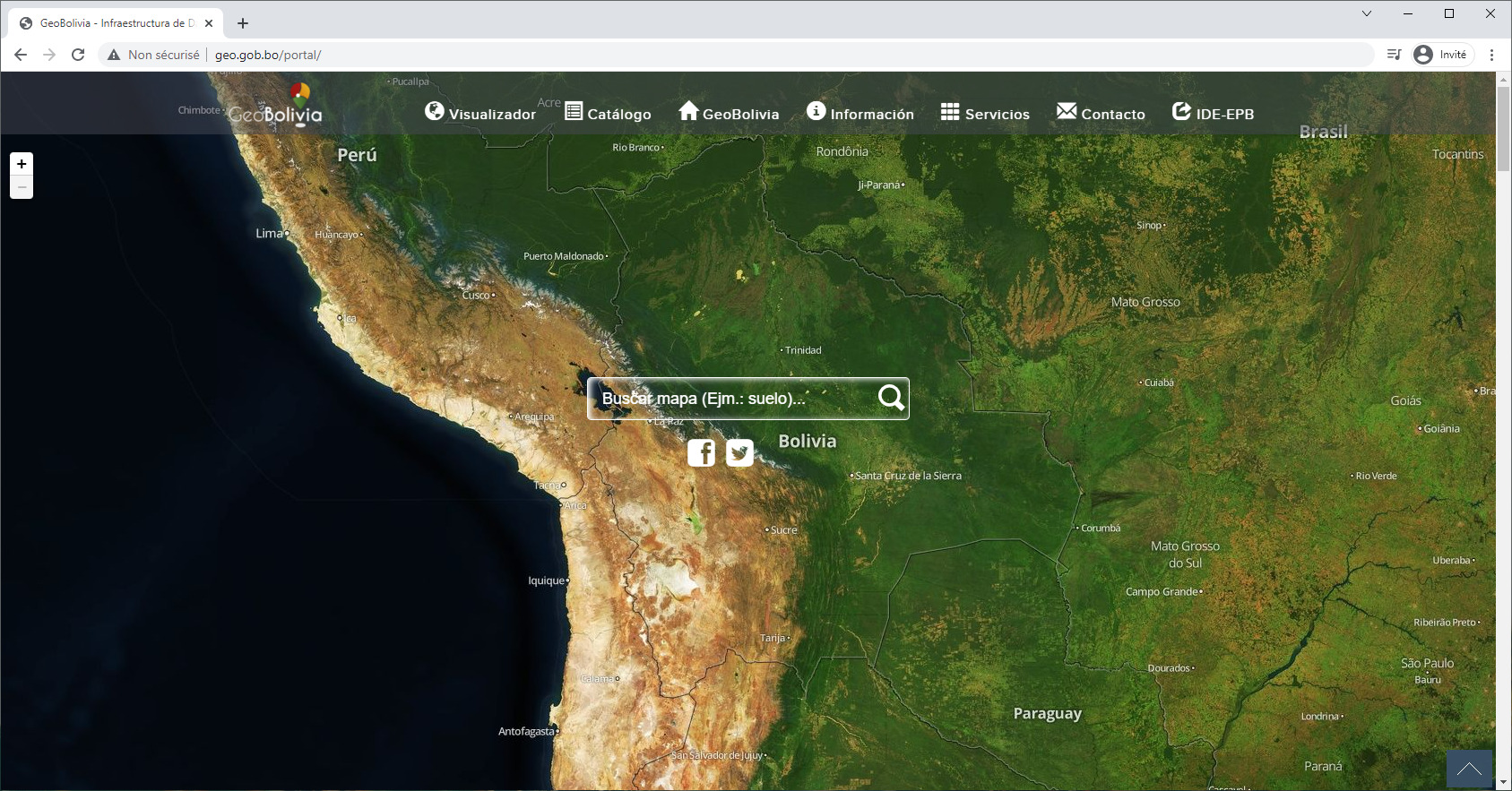 Interface web Plurinational state of Bolivia