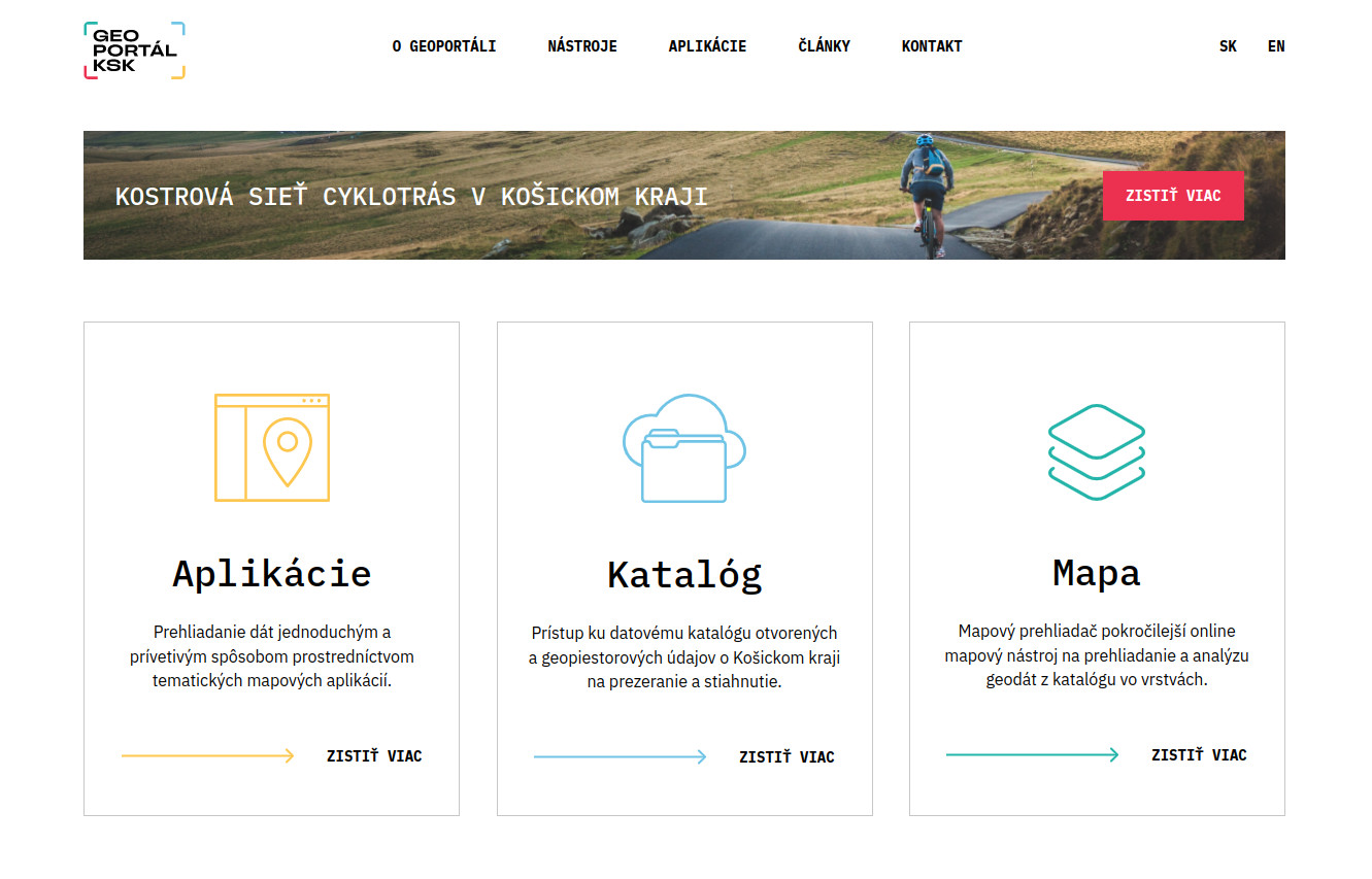 Interface web Košice self-governing region (Slovakia)