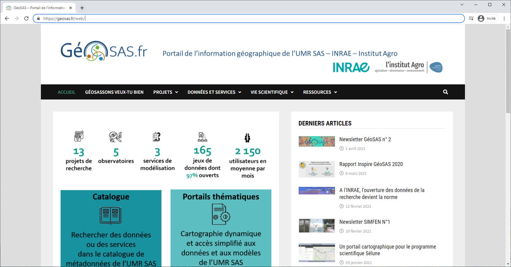Interface web UMR SAS (INRAE - Agrocampus Ouest, Rennes)